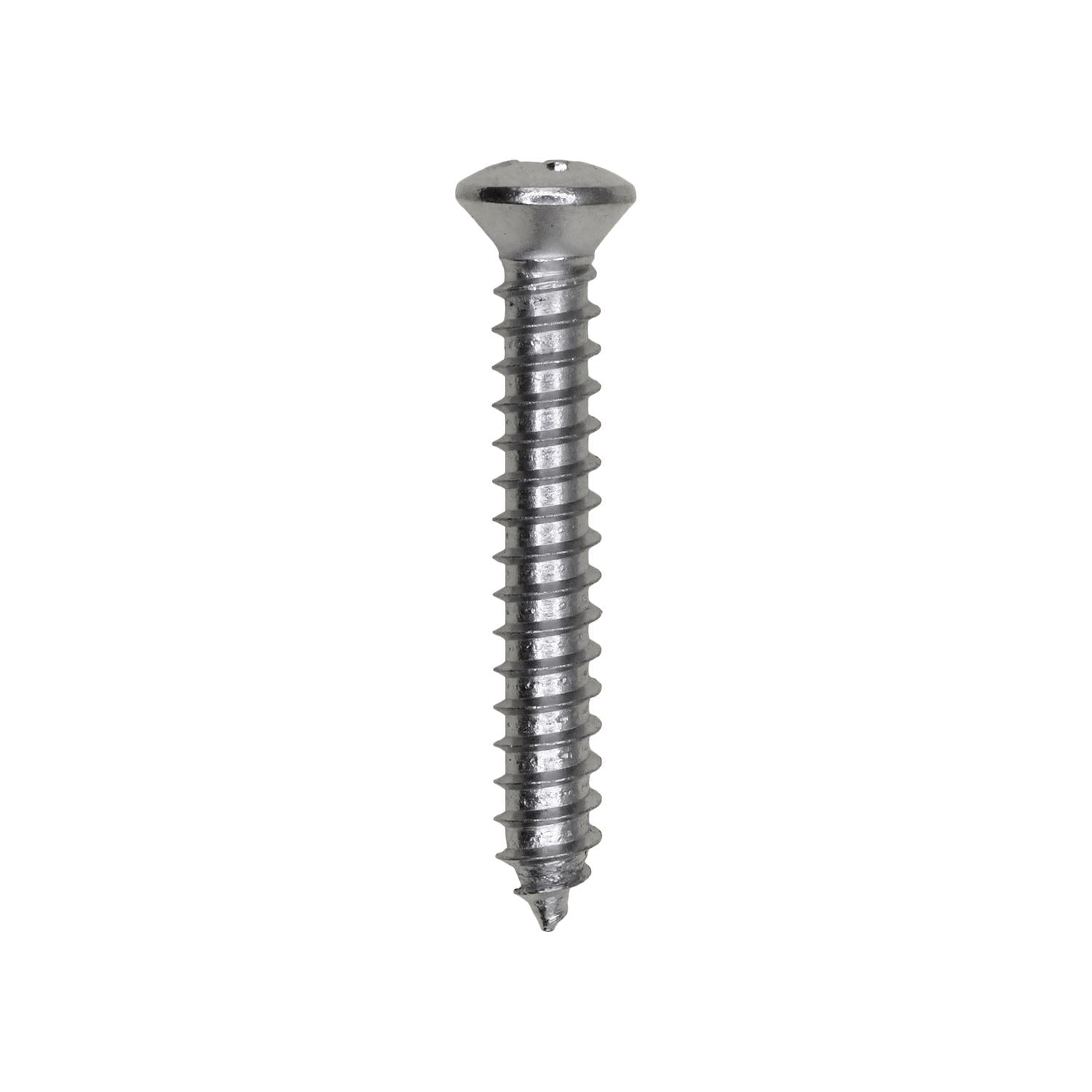 10 x 1-1/4" #8 Head Phillips Oval Head Tapping Screw Chrome