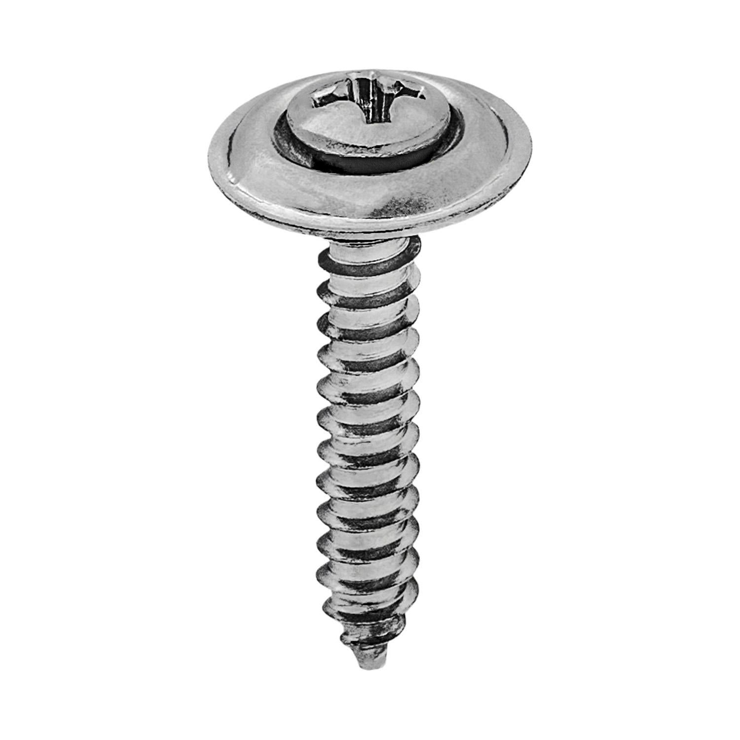 8 x 1" Phillips Oval Head Sems Tapping Screw Countersunk Chrome