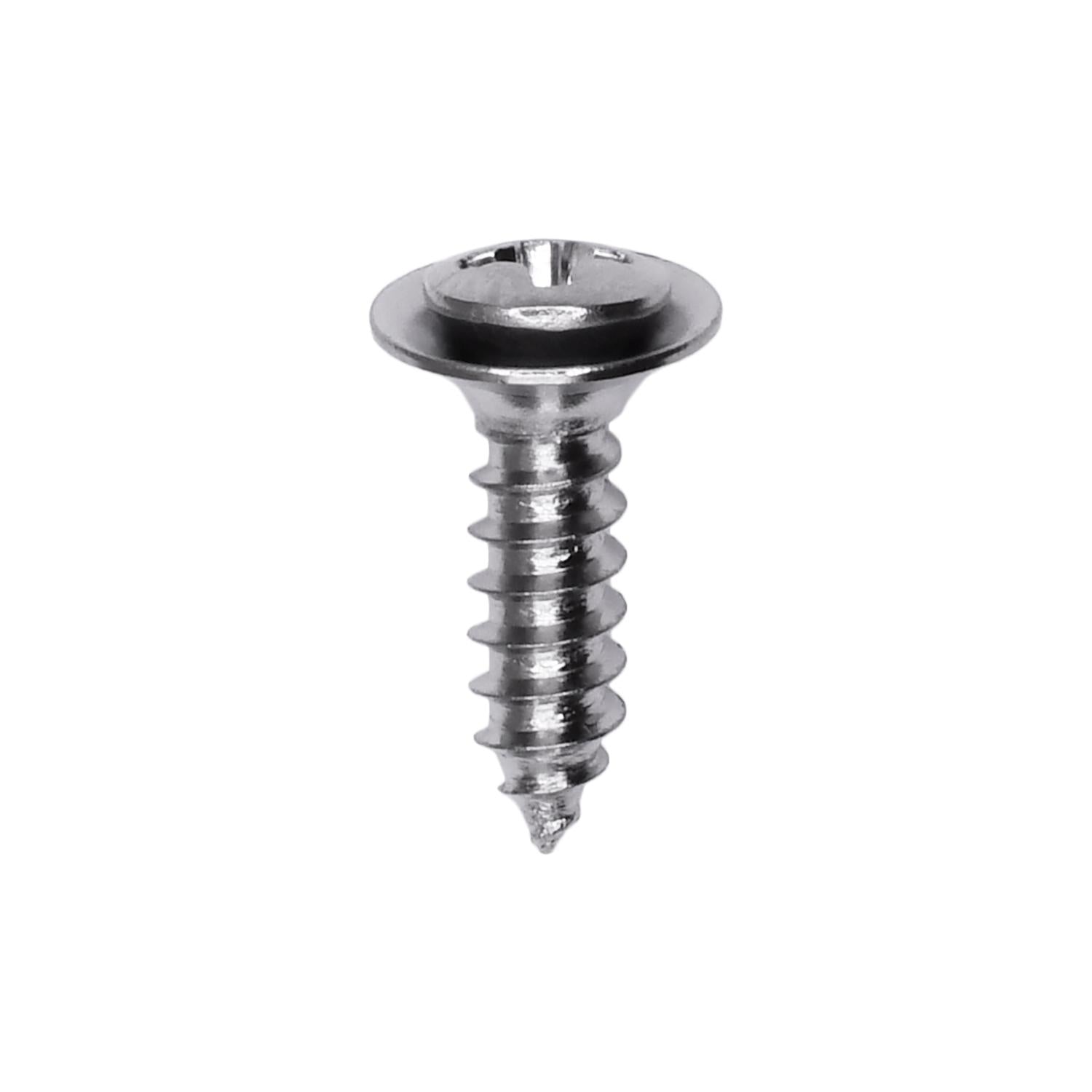 8 x 5/8" Phillips Oval Head Sems Tapping Screw Flush Chrome