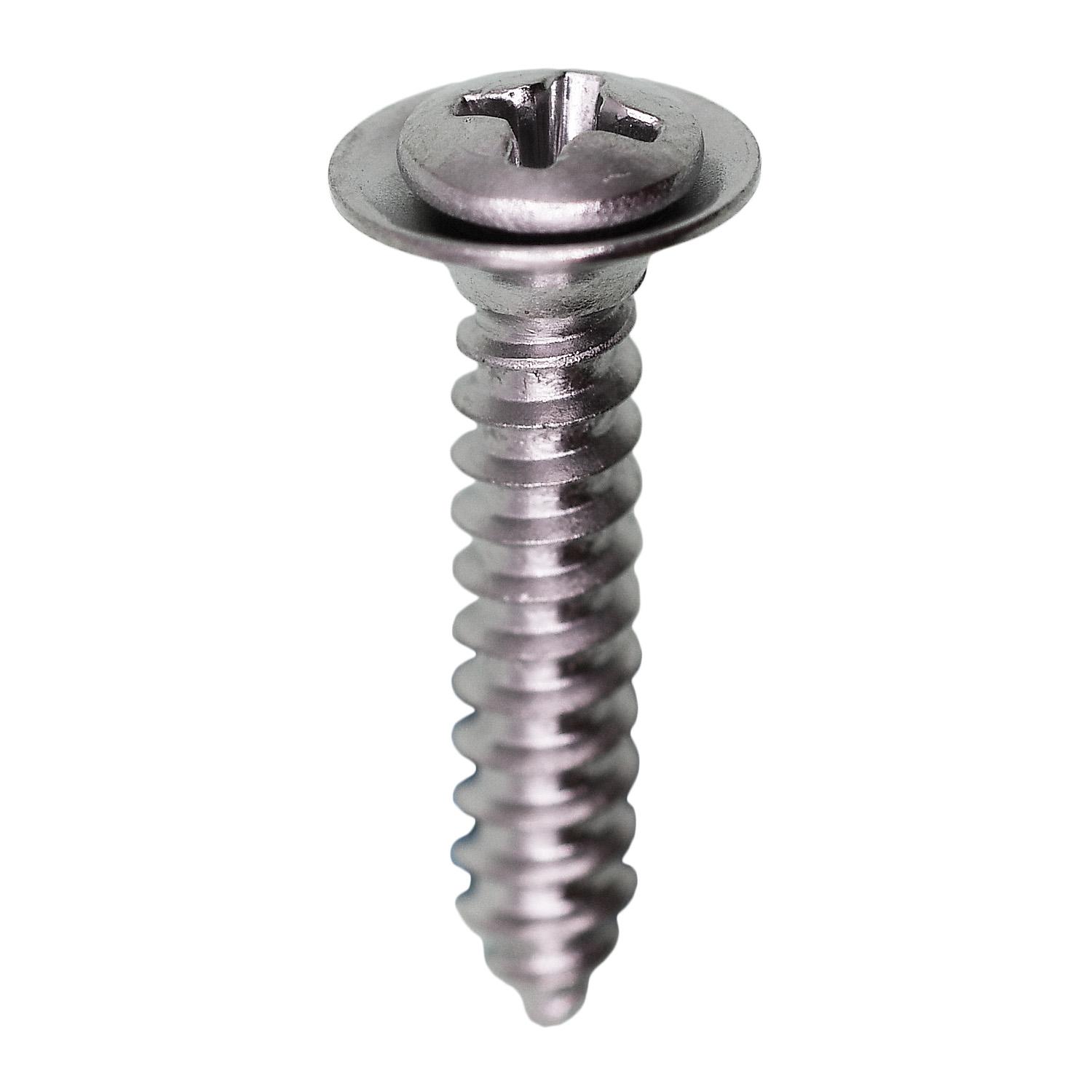 8 x 7/8" Phillips Oval Hex Sems Tapping Screw Flush Chrome