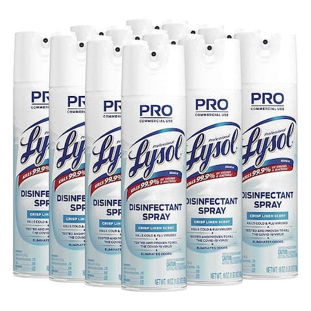 Disinfectant Spray, 19 oz. Aerosol Spray Can, Linen, 12 PK