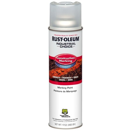 Construction Marking Paint, 17 oz., Clear, Water -Based