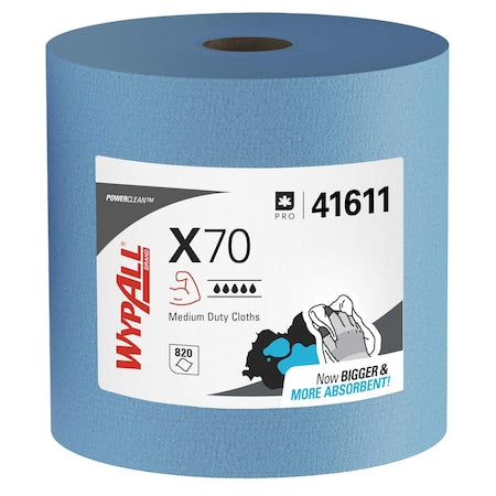 WypAll Power Clean X70 Medium Duty Cloths (41611), Jumbo Roll, Long Lasting, Blue, 1 Roll