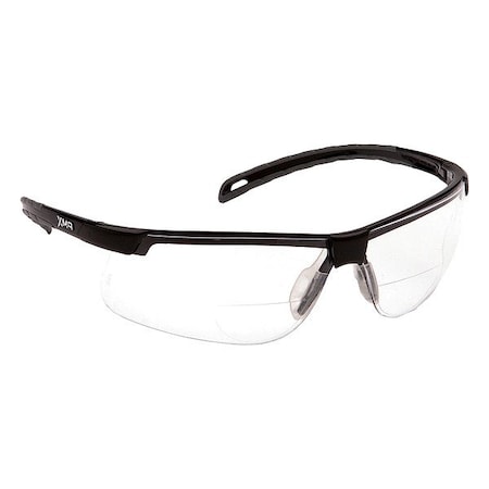 Ever-Lite(R) Reader Safety Glasses, Black Wraparound Frame, 1.5 Diopter, Clear Lens, Universal