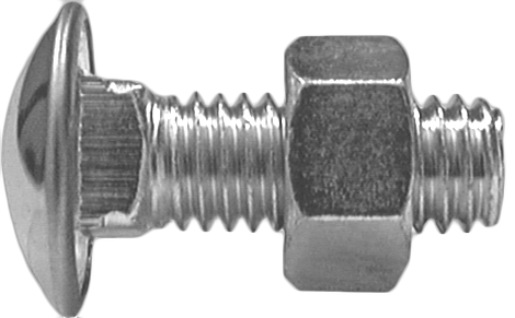 7/16"-14 x 1-1/4" Stainless Steel Capped Round Head Bumper Bolts with Hex Nuts