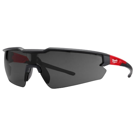 Safety Glasses, Anti-Fog & Anti-Scratch, Black Lens, Black/Red Frame, Half-Frame