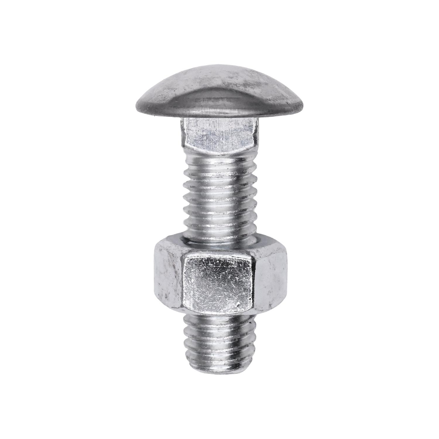 7/16"-14 x 1-1/2" Stainless Steel Capped Round Head Bumper Bolts with Hex Nuts