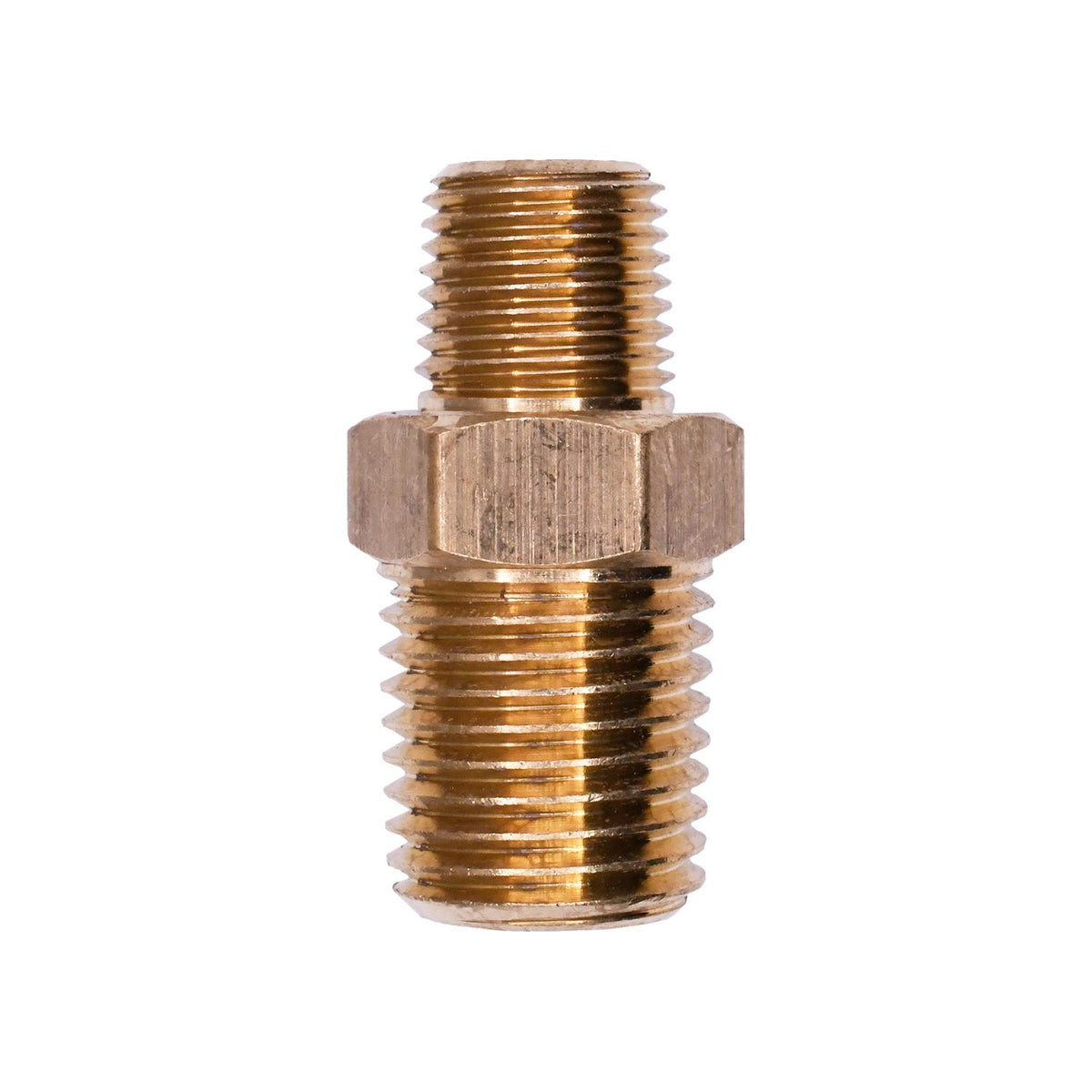 Brass Hex Nipple 1/4" Threads A 1/8" Threads B — Auveco 318