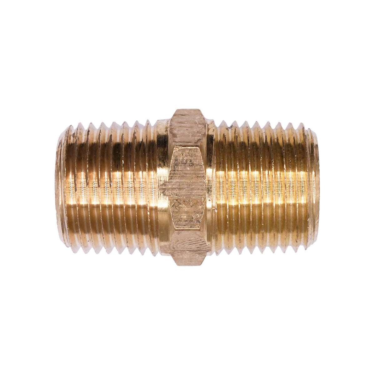 Brass Hex Nipple 3/8" Threads A 3/8" Threads B — Auveco 319