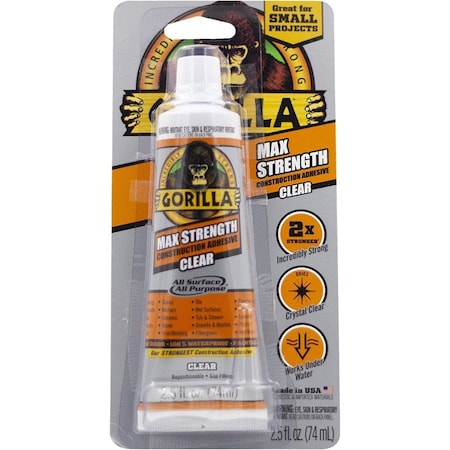 Construction Adhesive, Max Strength Series, 2.5 fl oz, Tube