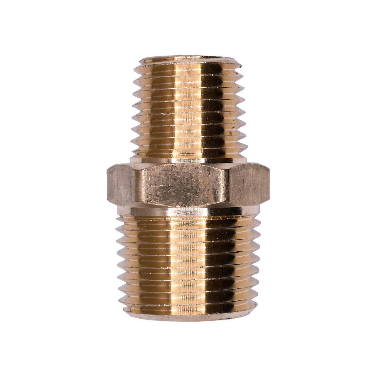 Brass Hex Nipple 3/8" Threads A 1/4" Threads B — Auveco 321