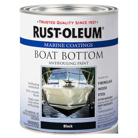 Marine Coatings Boat Bottom Antifouling Paint, Black, Flat, 1 Qt