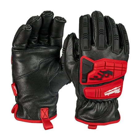 Work Gloves, Shirred Slip-On Cuff, Keystone Thumb, Black/Red, XL (10)