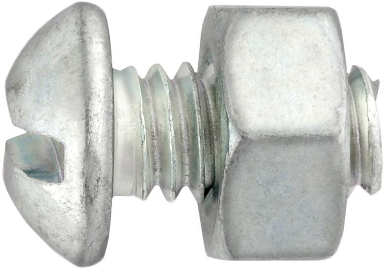 Round Head Stove Bolt with Hex Nut 1/4" x 2"