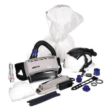 PAPR Kit, Versaflo, Hood with Hard Hat, Belt-Mount/Back-Mount, 4-pt Ratchet, Universal