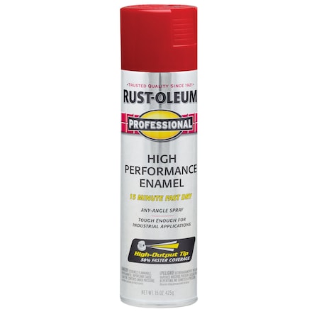 Rust Preventative Spray Paint, Safety Red, Gloss, Solvent, 15 Oz