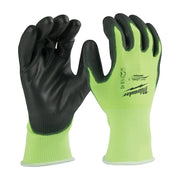 High Visibility Cut Level 1 Polyurethane Dipped Gloves - Large, Polyurethane, Smooth, Palm, Lime