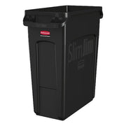 Slim Jim 16 gal Rectangular Slim-Profile Plastic Can, Black, None, Plastic, 11 in