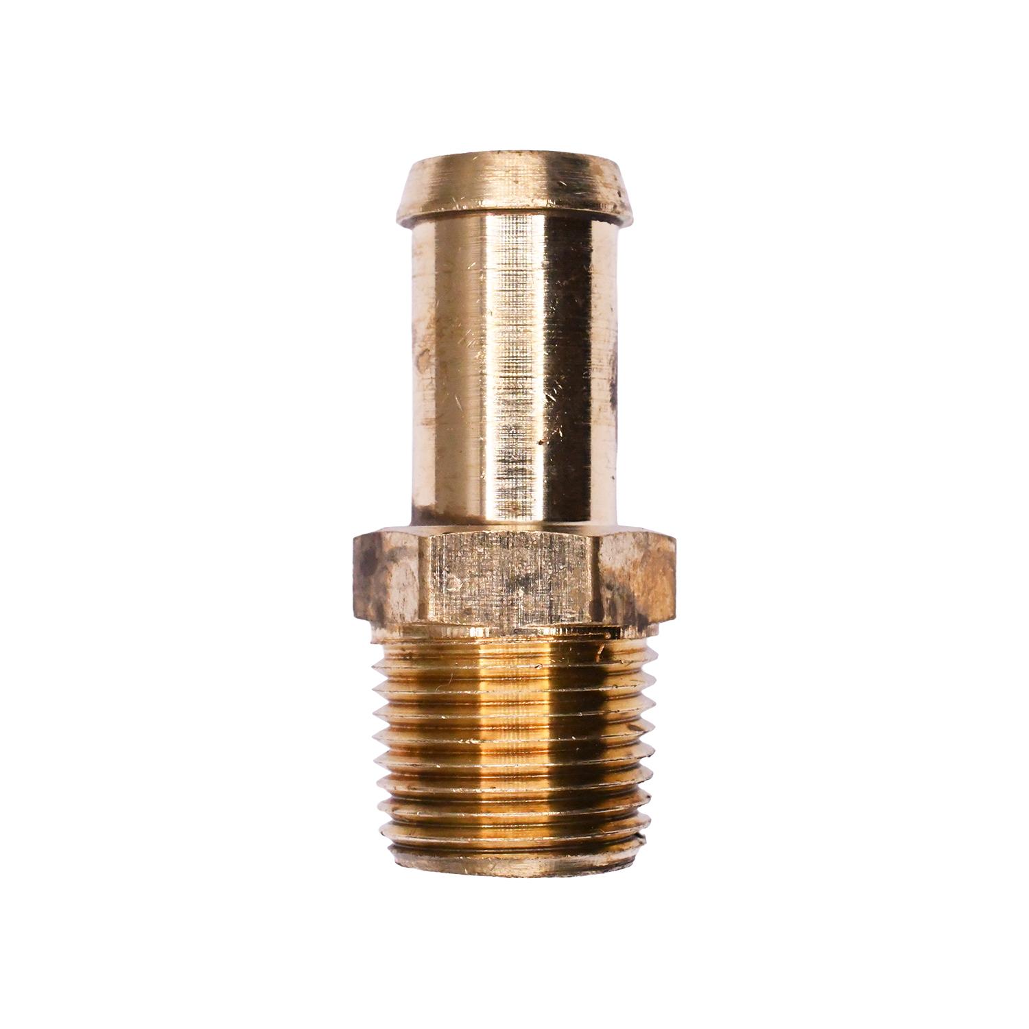 Brass Beaded Hose Barb 1/2" To Male Pipe 3/8" Adapter
