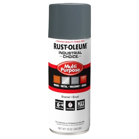 Spray Paint, Universal Gray, Gloss, Solvent, 12 oz