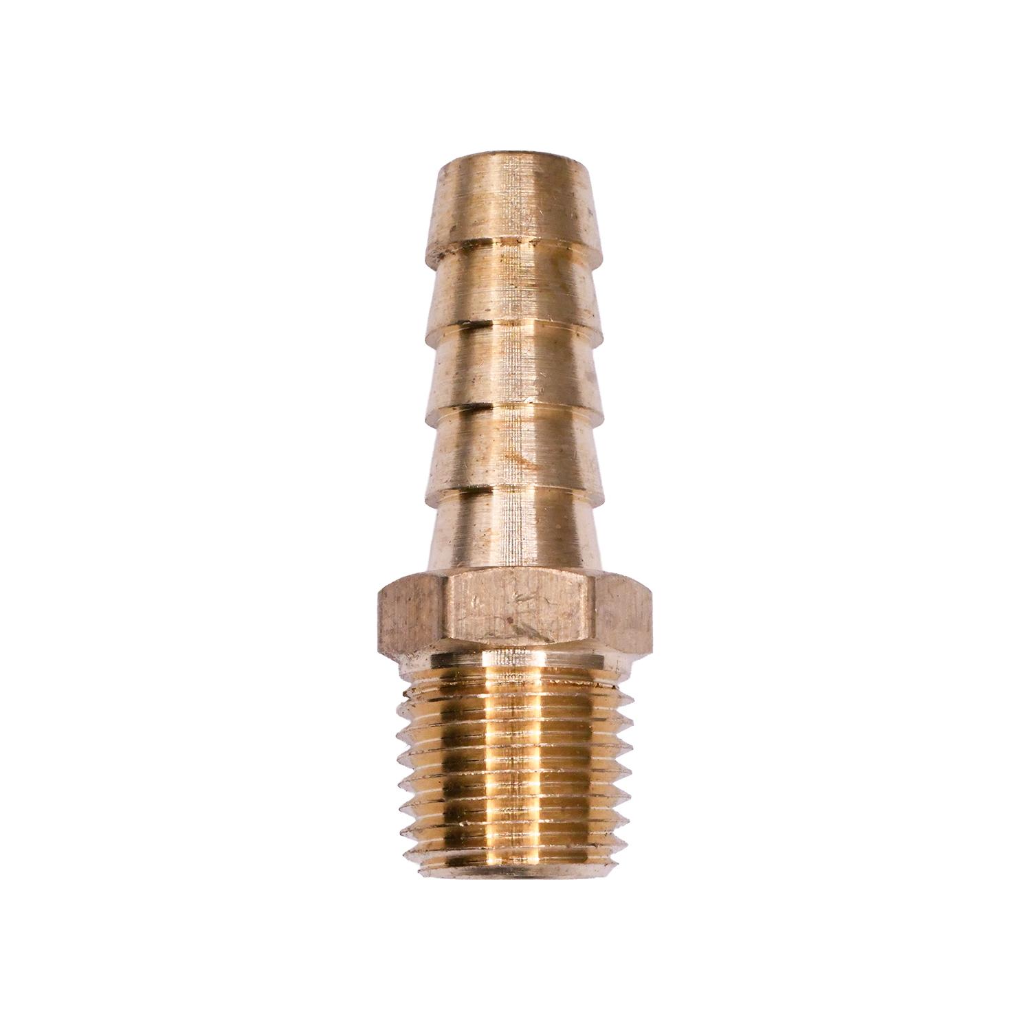 Brass Hose Barb 3/8" To Male Pipe 1/4" Adapter