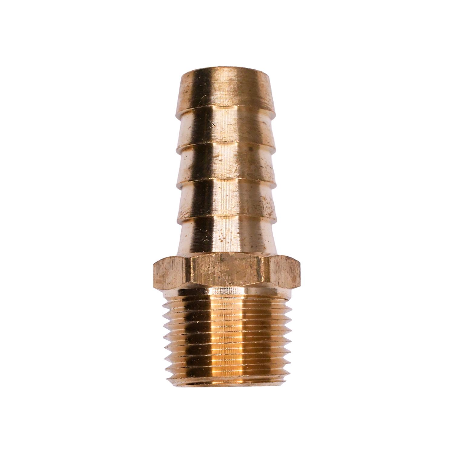 Brass Hose Barb 1/2" To Male Pipe 3/8" Adapter