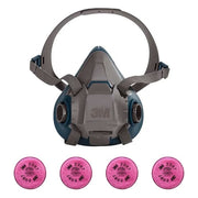 Half Mask Respirator Kit: Includes 4 Disc Filters, Nuisance Organic Vapor, P100, 6000 Series, Size M