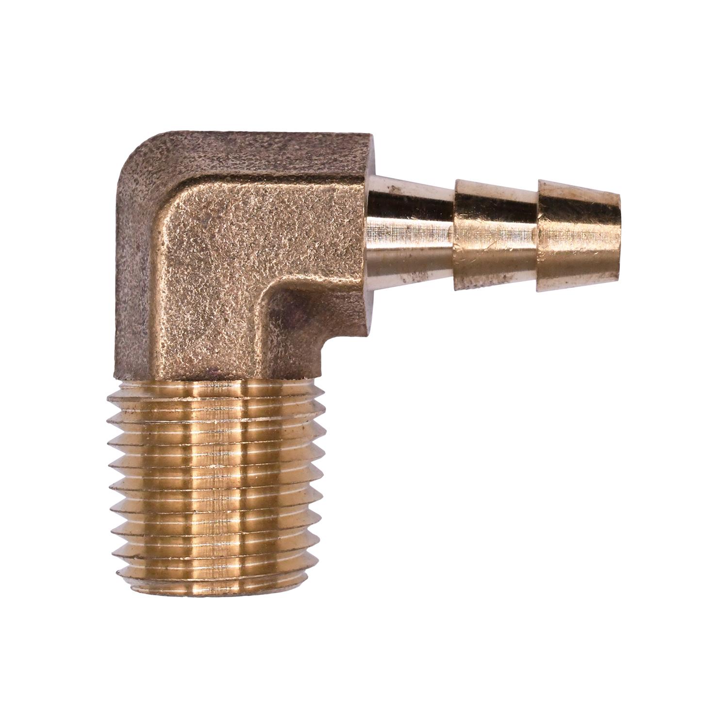 Brass 90 Degree Hose Barb 1/4" To Male Pipe 1/4" Adapter