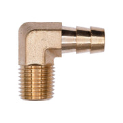 Brass 90 Degree Hose Barb 3/8" To Male Pipe 1/4" Adapter