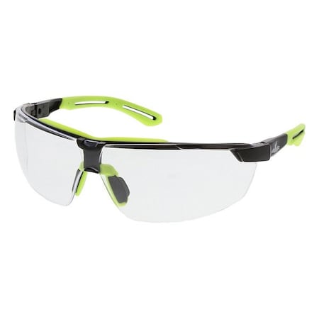 Klondike (KD7R), Safety Glasses, Duramass Hard Coat, Clear Lens, Black Frame, Half Frame, 1 PR