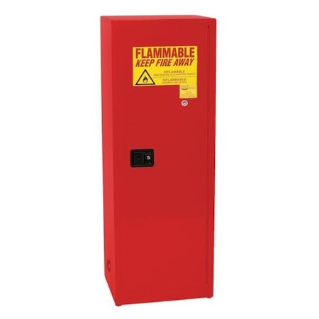Hazardous Material Storage Cabinet, 24 gal, 3 Shelves, Steel, 23 1/4 in W x 65 in H x 18 in D, Red