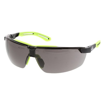 Klondike (KD7R), Safety Glasses, Duramass Hard Coat, Gray Lens, Black Frame, Half Frame, 1 PR