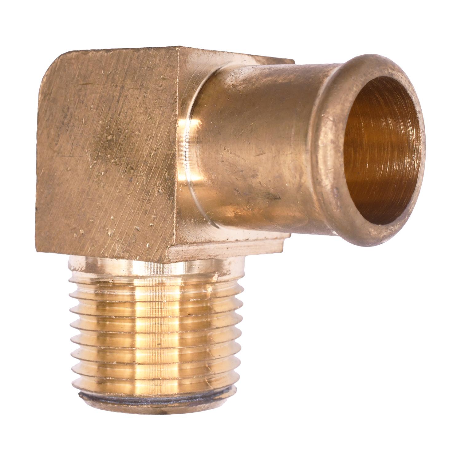 Brass 90 Degree Beaded Hose Barb 3/4" To Male Pipe 1/2" Adapter