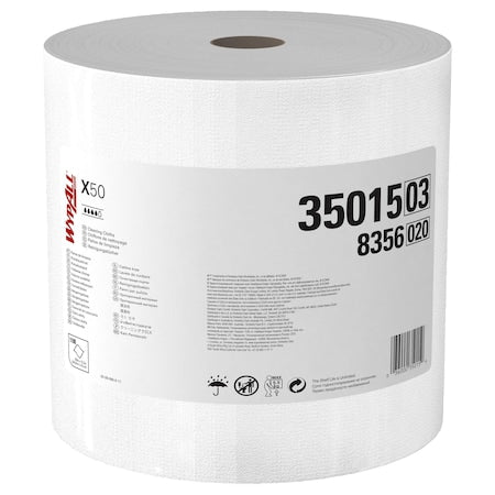 WypAll General Clean X50 Cleaning Cloths (35015), Strong For Extended Use, Jumbo Roll, White