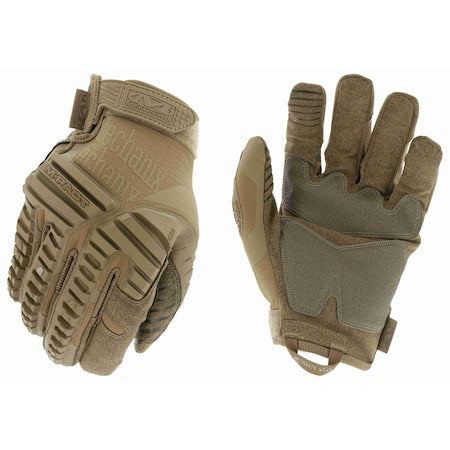 Tactical Gloves, Synthetic Leather Palm, 7 in Length, Hook-and-Loop Cuff, Full Finger, Tan, Size S