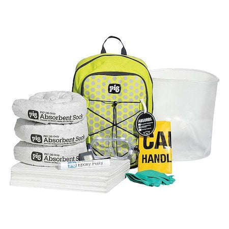 Spill Kit, 5 gal Volume Absorbed per Kit, 5 gal Capacity, Bag
