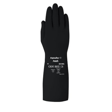 AlphaTec(R) 38-001 Chemical Resistant Gloves, Butyl, 14 in L, 14 mil, Black, 7, 1 PR