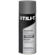 General Purpose Enamel Spray Paint, Gray, Gloss, Solvent, 10 oz