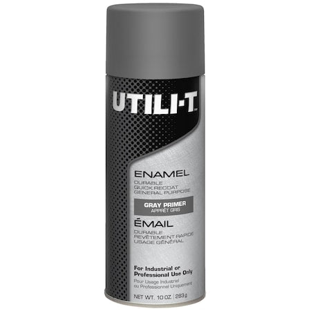 General Purpose Enamel Spray Paint, Gray, Gloss, Solvent, 10 oz