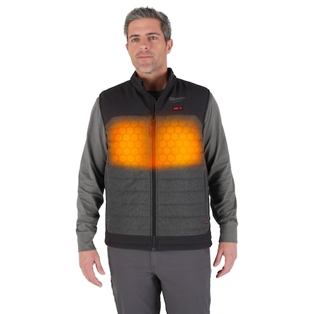 Axis Heated Vest, Polyester, 2 to 8 hours Heating Time, 3 Heat Settings, Gray, 3XL