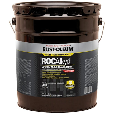 Interior/Exterior Paint, High Gloss, Oil Base, Black, 5 gal