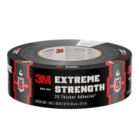 Duct Tape, Black, 30 yd L, 1-7/8 in W
