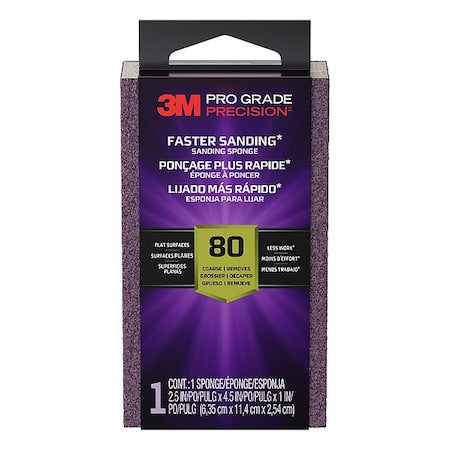 Sanding Sponge,2 1/2 in,Ceramic,80 Grit