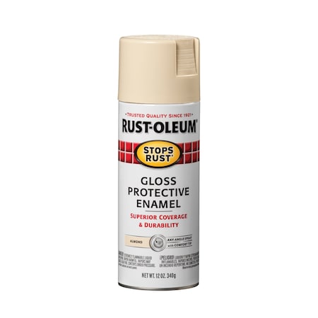 Spray Paint, Almond, Gloss, Solvent, 12 oz.