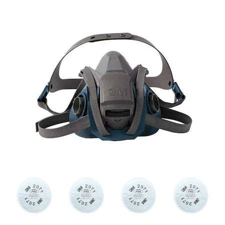 Half Mask Respirator Kit: 4 Cartridges Included, Rugged Comfort Quick Latch, P95 Filter, Size L