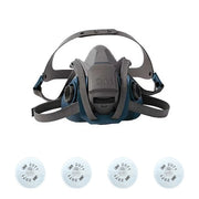 Half Mask Respirator Kit: 4 Cartridges Included, Rugged Comfort Quick Latch, P95 Filter, Size M