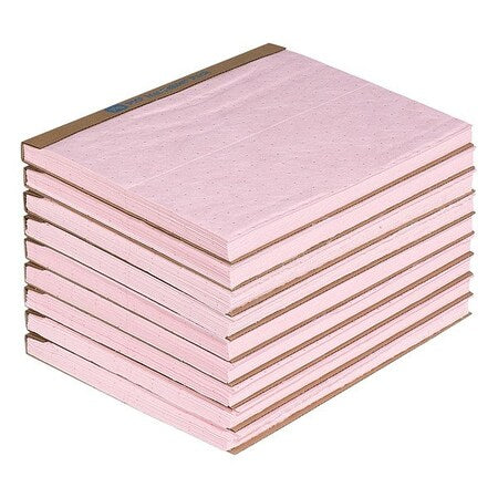 Sorbent Pad, 19 13/16 gal, 15 in x 20 in, Acids, Bases, Pink, Polypropylene, 90 PK