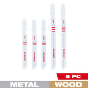 5 pc. Bi-Metal T-Shank Jig Saw Blade Set