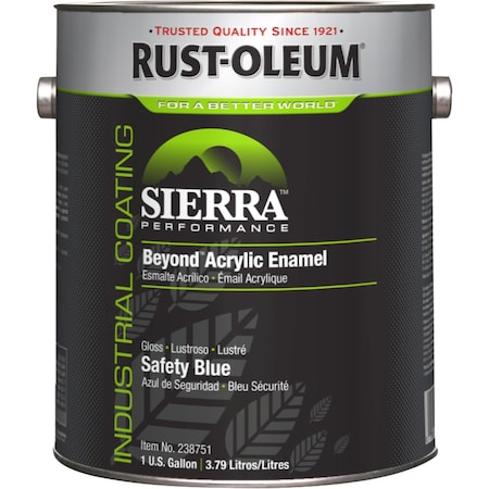 Interior/Exterior Paint, Glossy, Water Base, Safety Blue, 1 gal