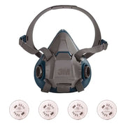 Half Mask Respirator Kit:  Includes 4 Disk Filters, 6000 Series, Thermoplastic Elastomer, Size M